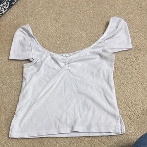 Cotton On White Ribbed Scoop Cropped Tee